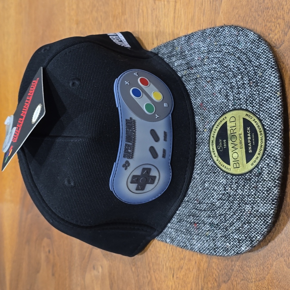 Bioworld Black and Gray Snapback Cap with Game Controller Design